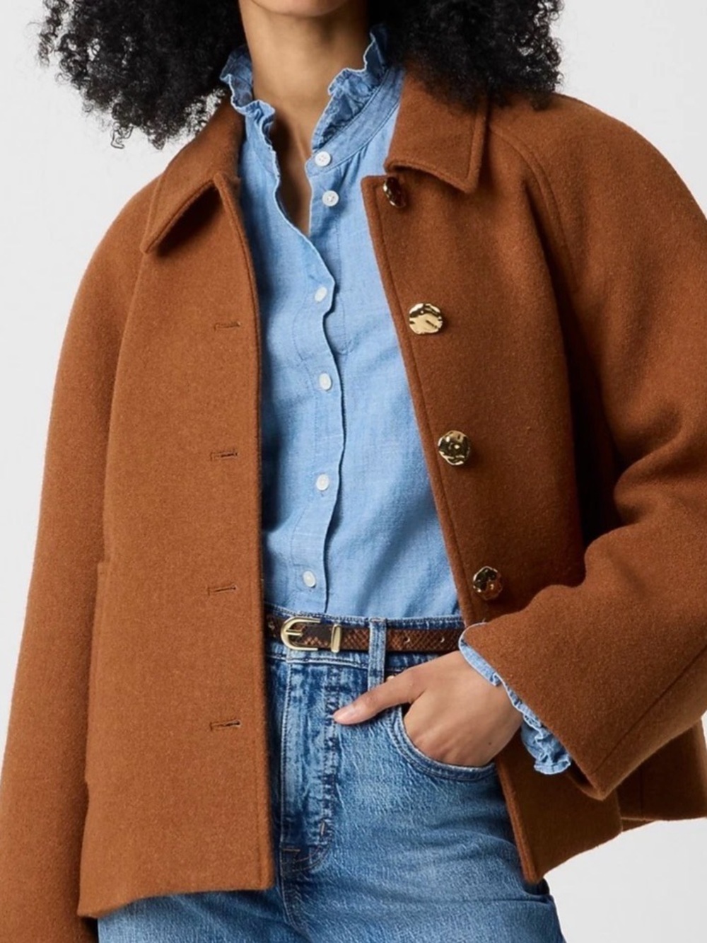 J.Crew•Cropped Wool-blend Swing Coat Mocha-latte•Size S•NWT